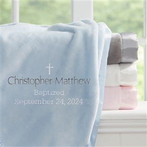 Christening Day Embroidered Blue Baby Blanket - 28181-B