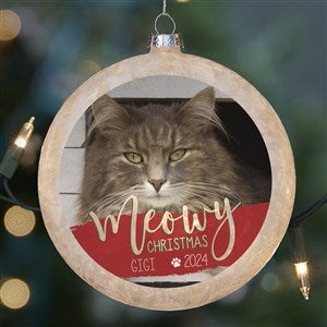 Merry Meowy Cat Photo Lightable Frosted Glass Ornament - 28345-C