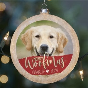Merry Woofmas Dog Photo Lightable Frosted Glass Ornament - 28345-D