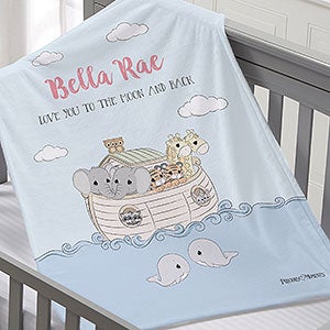 Precious Moments Noahs Ark Personalized Baby Girl 30x40 Fleece Blanket - 28485-SF