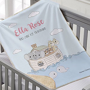 Precious Moments® Noah's Ark Personalized Baby Girl 30x40 Sherpa Blanket - 28485-SS