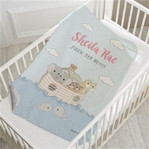 Precious Moments® Noah's Ark Personalized Baby Girl 30x40 Quilted Blanket - 28485-SQ