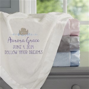 Precious Moments® Noah's Ark Embroidered Baby Girl Ivory Satin Trim Blanket - 28524-I
