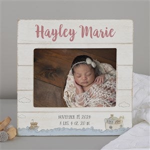 Precious Moments® Noah's Ark Personalized Baby Girl Shiplap Frame-5x7 Horizontal - 28556-5x7H