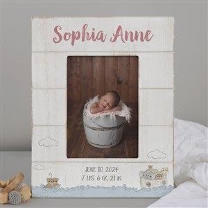 Precious Moments® Noah's Ark Personalized Baby Girl Shiplap Frame-5x7 Vertical - 28556-5x7V