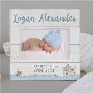 Precious Moments® Noah's Ark Personalized Baby Boy Shiplap Frame- 4x6 Horizontal - 28557