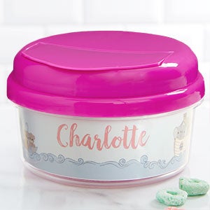 Precious Moments® Noah's Ark Personalized 12 oz. Snack Cup- Pink - 28571-P