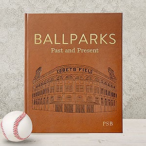 Ballparks Past and Present Personalized Leather Book - 28674D