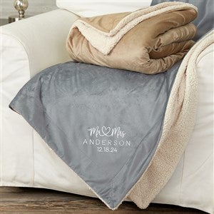 Infinite Love Wedding Embroidered 60x72 Grey Sherpa Blanket - 28707-GL
