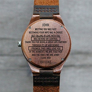 To My Husband Engraved Walnut Wood Watch - 28734D