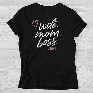 Wife. Mom. Boss. Personalized Hanes® Ladies Fitted Tee - 28825-FT