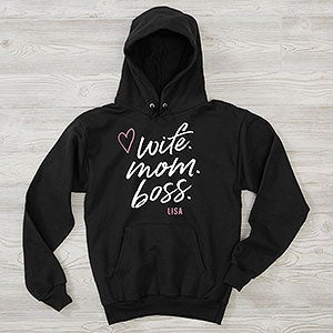 Wife. Mom. Boss. Personalized Hanes® Adult Hooded Sweatshirt - 28826-BHS
