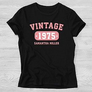 Vintage Birthday Personalized Hanes® Ladies Fitted Tee - 28914-FT