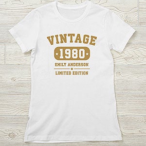 Vintage Birthday Personalized Next Level™ Ladies Fitted Tee - 28914-NL
