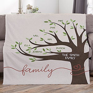 Our Family Tree Personalized 60x80 Plush Fleece Blanket - 28986-L