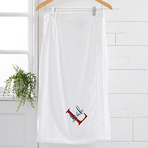 Playful Name Embroidered Women's White Towel Wrap - 28988-W