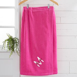 Playful Name Embroidered Women's Pink Towel Wrap - 28988-PK