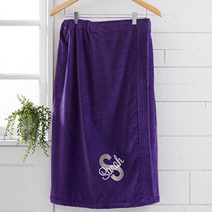 Playful Name Embroidered Women's Purple Towel Wrap - 28988-P