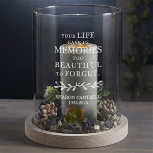 Botanical Personalized Memorial Hurricane with Whitewashed Wood Base - 29078