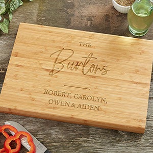 Classic Elegance Family Personalized Bamboo Cutting Board- 10x14 - 29267