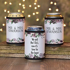 Plum Colorful Floral Personalized Wedding Favor Can & Bottle Wrap - 29486