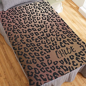 Leopard Print Personalized 50x60 Plush Fleece Blanket - 29527-F