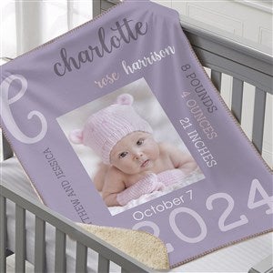 Modern  All About Baby Girl Personalized 30x40 Sherpa Photo Baby Blanket - 29776-BS