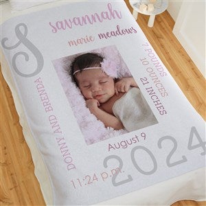 Modern All About Baby Girl Personalized 50x60 Sweatshirt Photo Blanket - 29776-SW