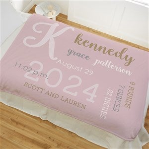 Modern All About Baby Girl Personalized 60x80 Plush Fleece Baby Blanket - 29780-L