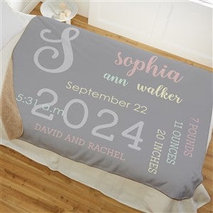 Modern All About Baby Girl Personalized 50x60 Plush Fleece Baby Blanket - 29780-F