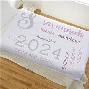 Modern All About Baby Girl Personalized 50x60 Sweatshirt Baby Blanket - 29780-SW