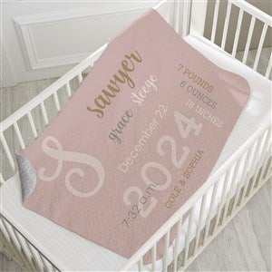 Modern All About Baby Girl Personalized 30x40 Quilted Baby Blanket - 29780-SQ