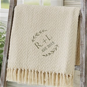 Their Initials Wedding Embroidered Afghan - 29790