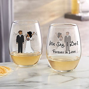 Wedding Couple philoSophie's® Personalized Stemless Wine Glass - 29872-S