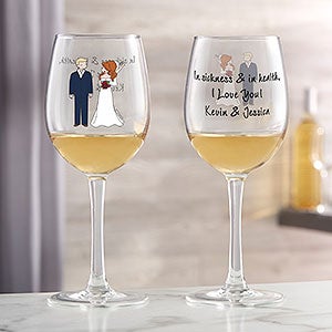 Wedding Couple philoSophie's®  Personalized White Wine Glass - 29872-W