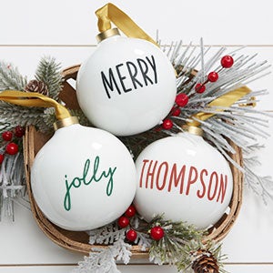 Christmas Name Personalized Porcelain Ball Ornament - 29918