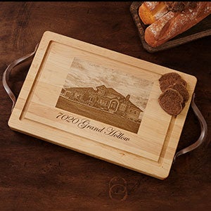 Maple Leaf Personalized 18" Photo Cutting Board with Handles - 30311D-H