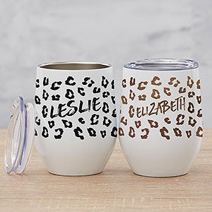 Leopard Print Personalized Stainless Insulated Wine Cup - 30313