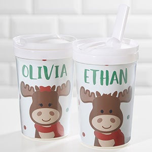 Christmas Moose Personalized Toddler 8oz. Straw Sippy Cup - 30438
