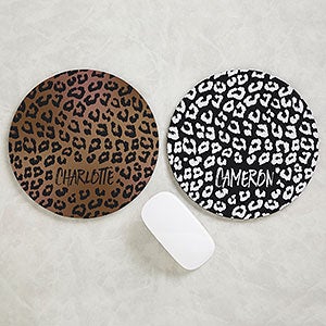 Leopard Print Personalized Round Mouse Pad - 30899