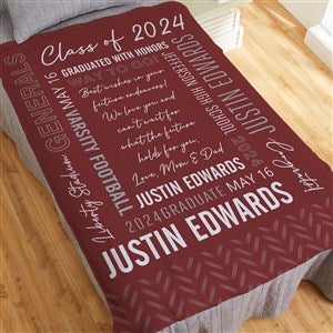 All About The Grad Personalized Graduation 50x60 Plush Fleece Blanket - 30911-F