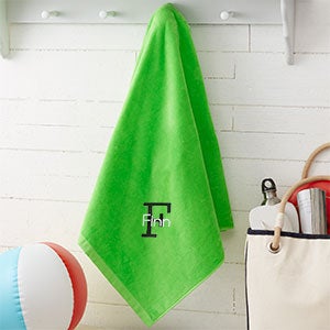 Playful Name Embroidered 36x72 Beach Towel- Lime Green - 31372-GL