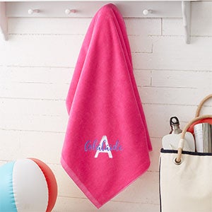 Playful Name Embroidered 36x72 Beach Towel- Hot Pink - 31372-HPL