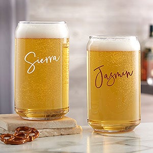 Trendy Script Name Personalized Printed 16oz. Beer Can Glass - 31396-B