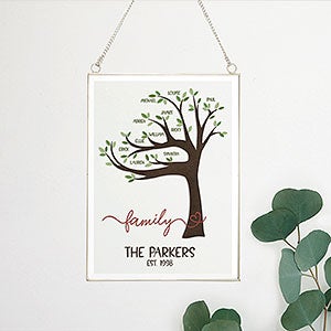 Family Tree Personalized Hanging Glass Wall Decor - 31400
