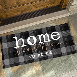Home Sweet Home Personalized Plaid State Doormat- 24x48 - 31457-O