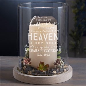 Heaven in Our Home Personalized Memorial Hurricane with Whitewashed Wood Base - 31466