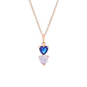 Custom Heart Birthstone Rose Gold Necklace - 2 Stones - 31857D-2RG
