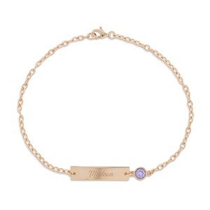 Engraved Bezel Set Birthstone Name Bracelet - Rose Gold - 31859D-RG