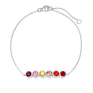 Custom Bezel Set Birthstone Sterling Silver Bracelet - 6 Stones - 31866D-6SS